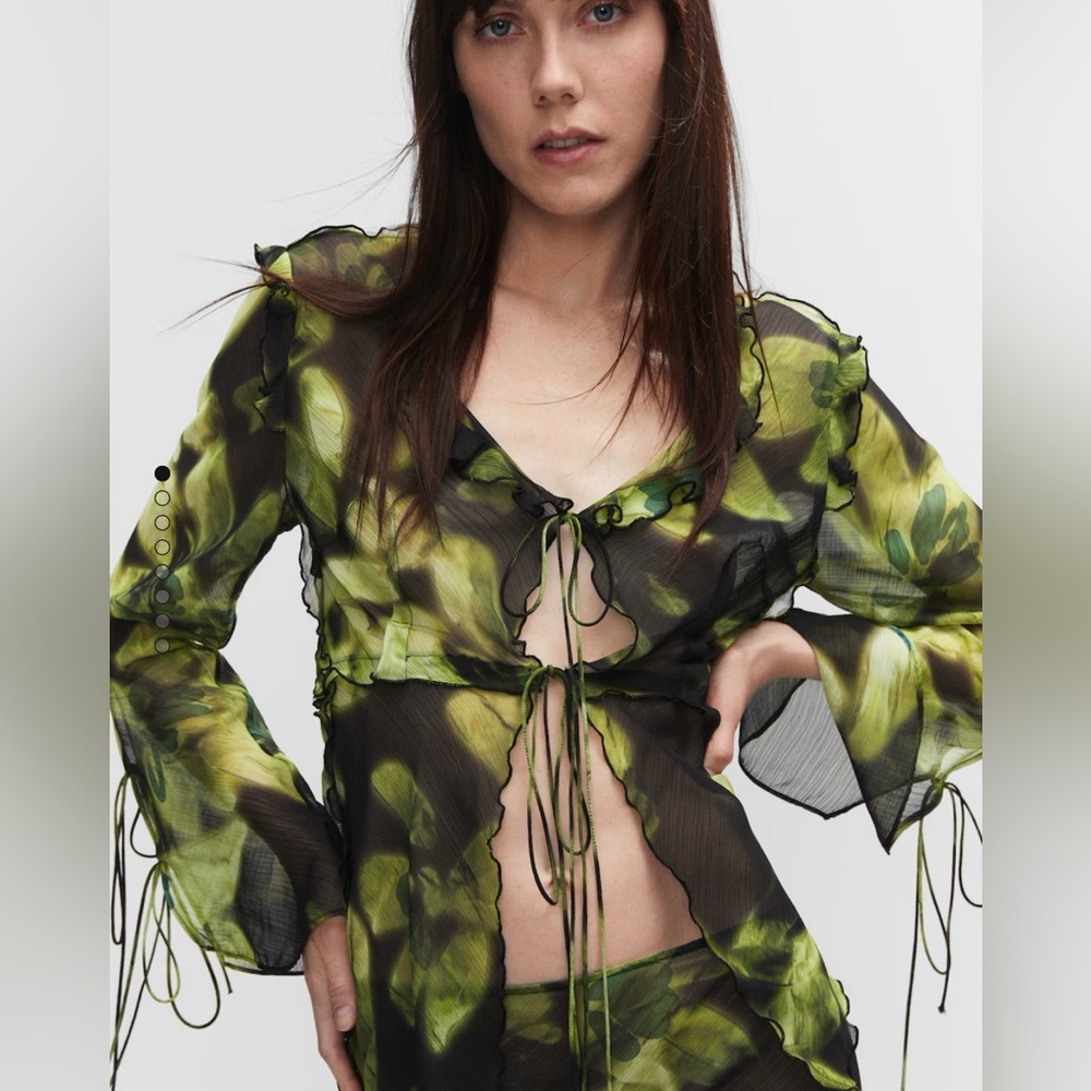 MANGO floral chiffon blouse